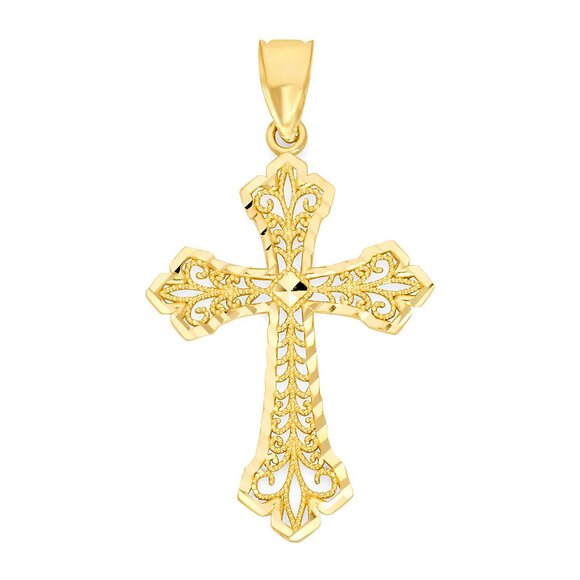 Golden Fire Jewelry Jewelry - Solid 14k Gold Cross Pendant - Religious Jewelry Gifts